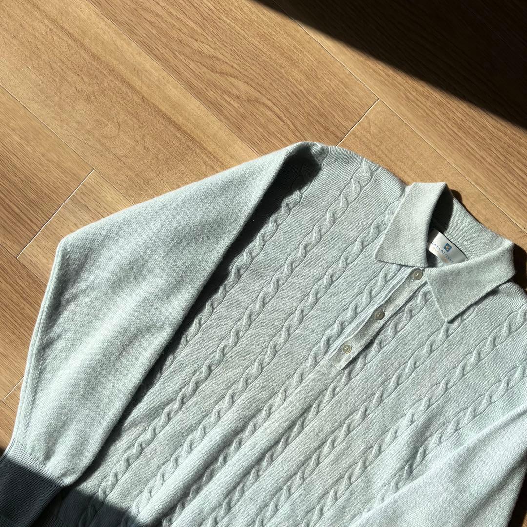 90s Ballantyne カシミヤ ケーブル ニット ポロ スコットランド