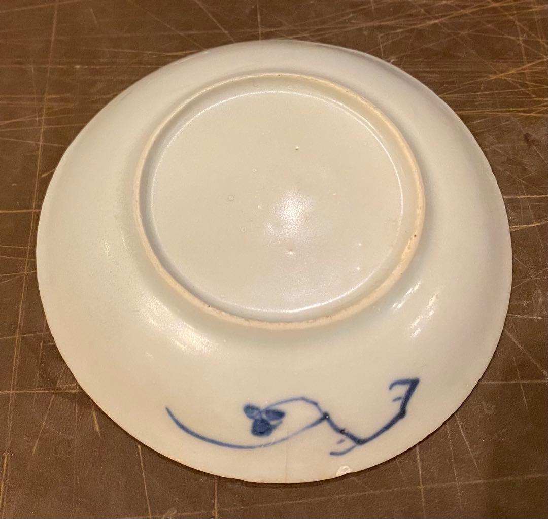 景徳鎮窯染付絵皿　鑑賞台付 ・沈船品　ヴィンテージ　レア ・台湾茶器