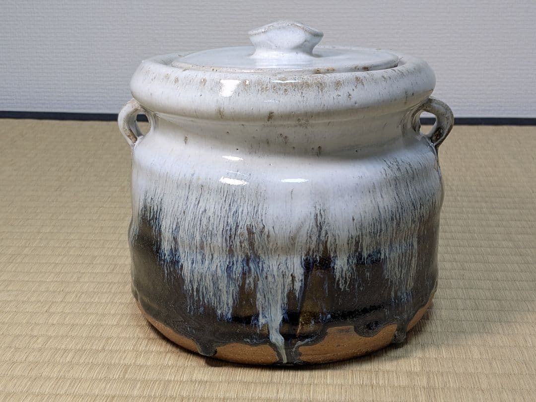 【美品】十四代中里太郎右衛門 中里忠寬 叩き朝鮮唐津水指 唐津焼