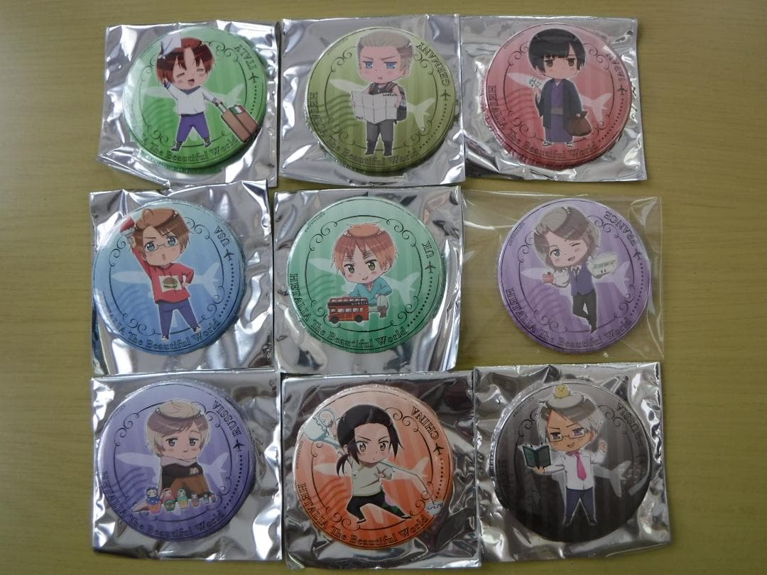 ◆ ヘタリア　トラベル缶バッジくじ　全９種セット　イギリス・アメリカ・プロイセン