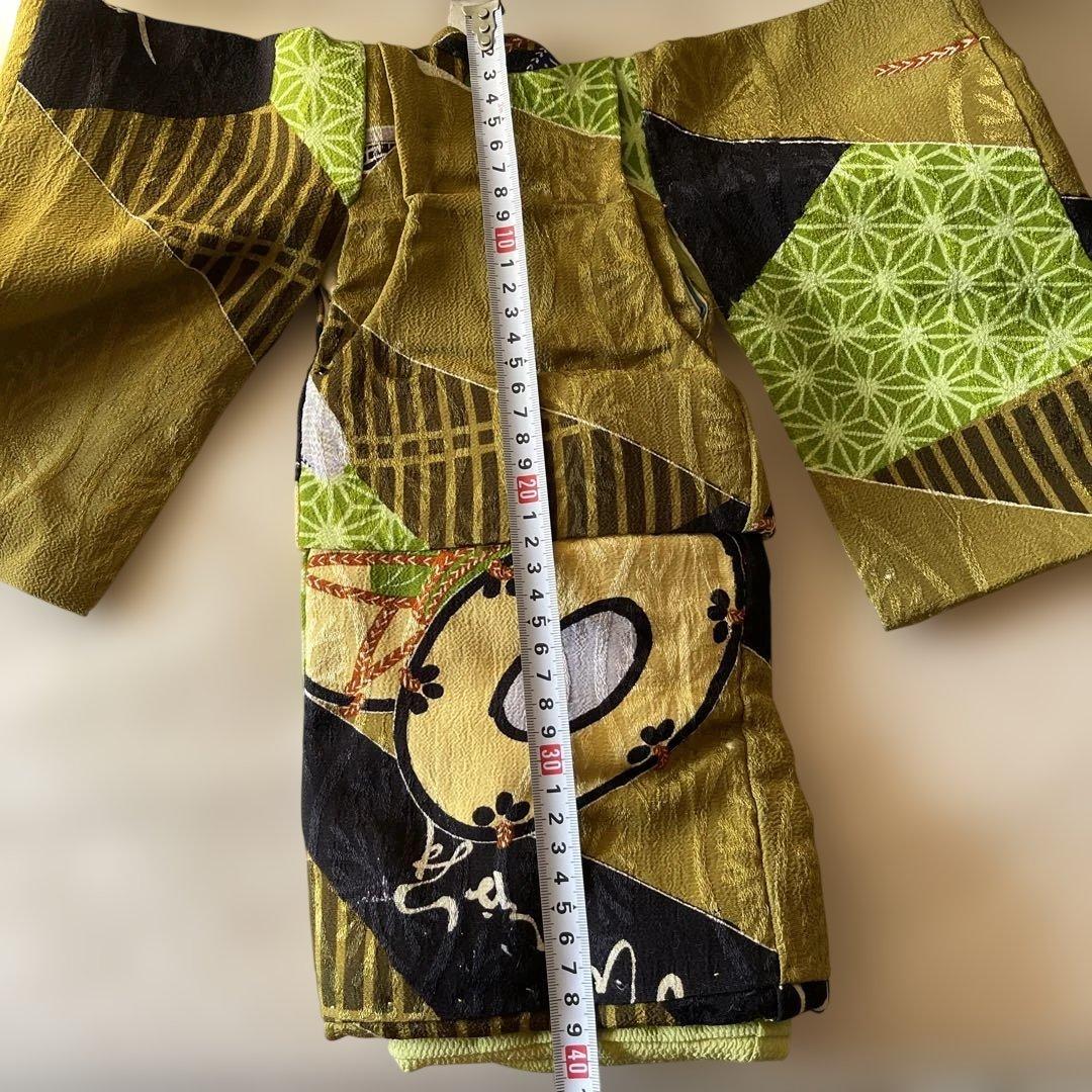 古布　紋縮緬　2枚重ね　人形の着物　13号　103105