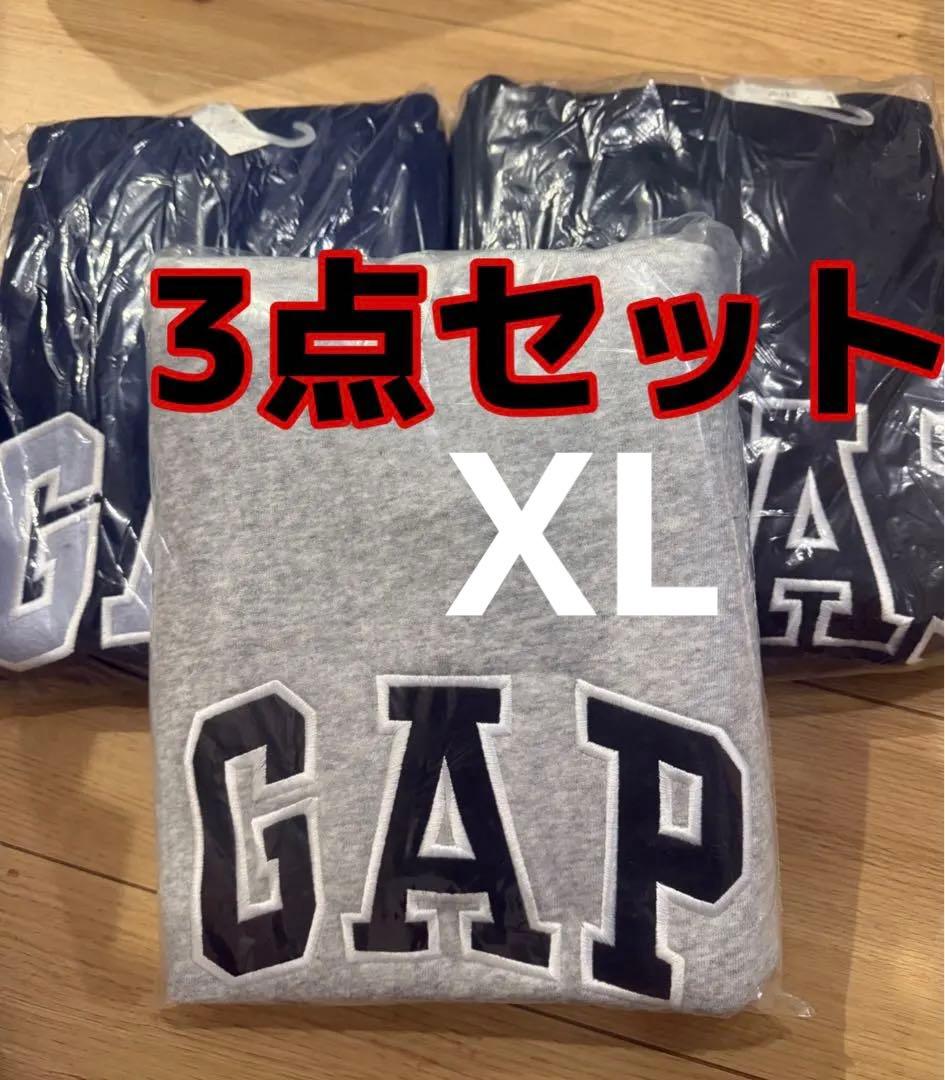 3点セットGAP ロゴ 犬 服パーカー 新品 XLサイズ ブラックグレーネイビー