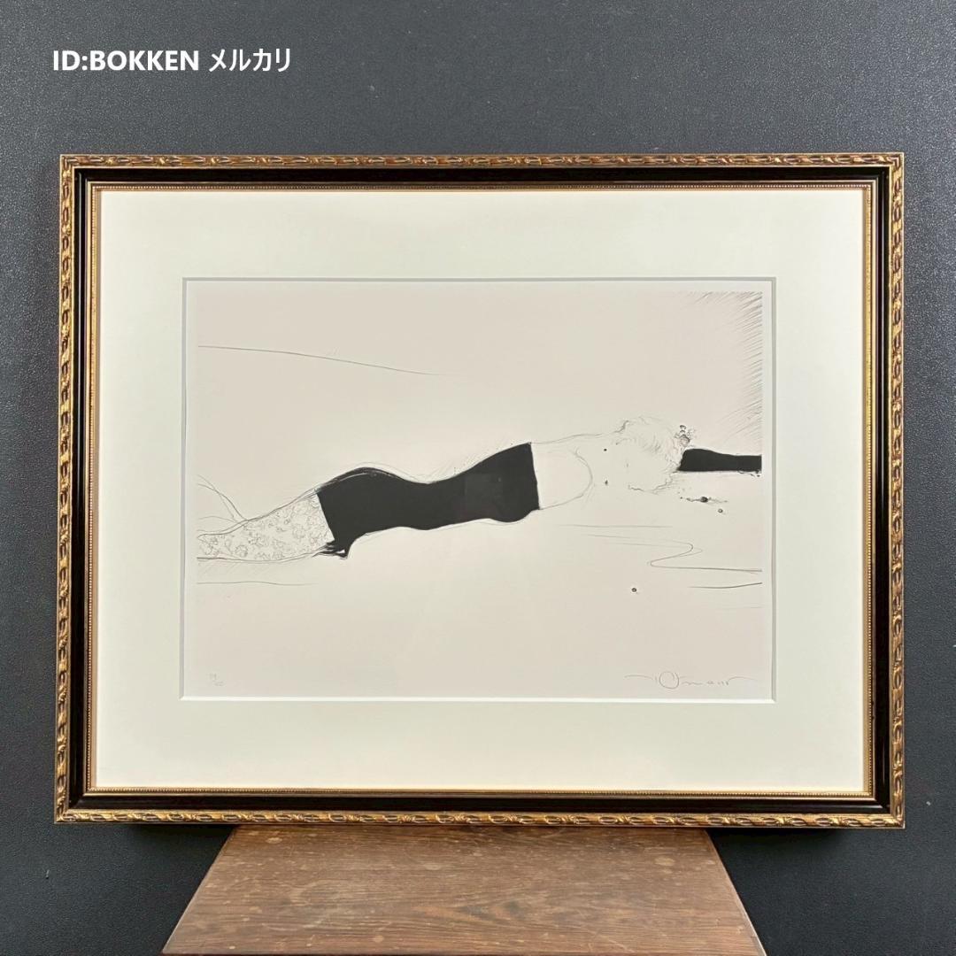 美品 天野喜孝「予感」リトグラフ 直筆サイン入 限定品 お洒落な額装 FF