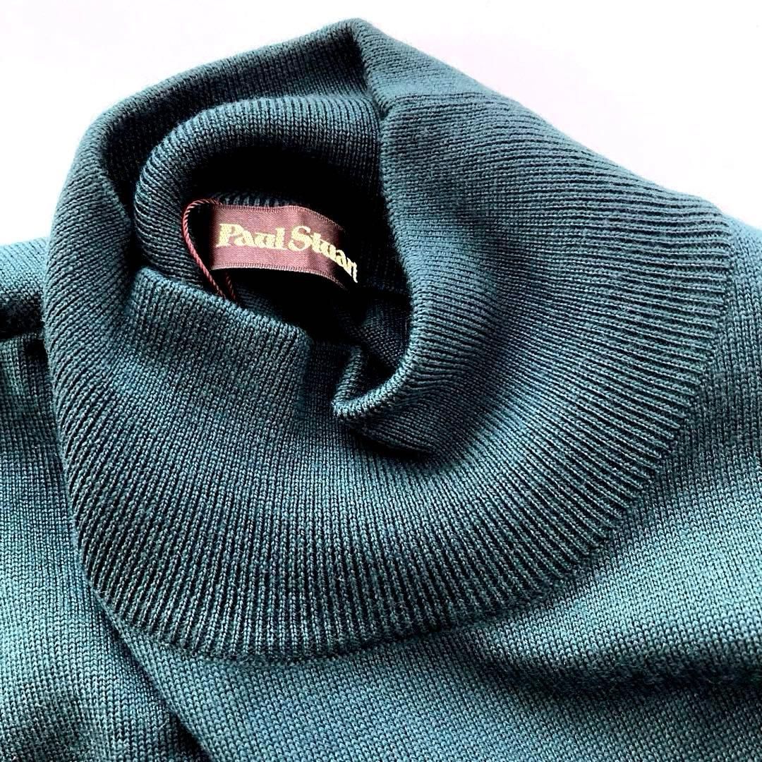 新品Paul Stuart メンズハイネックセーター メリノウール L グリーン