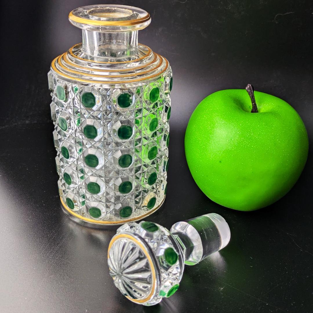 オールドバカラ ディアマン 18㎝ 大型香水瓶 グリーン＆金彩 BACCARAT