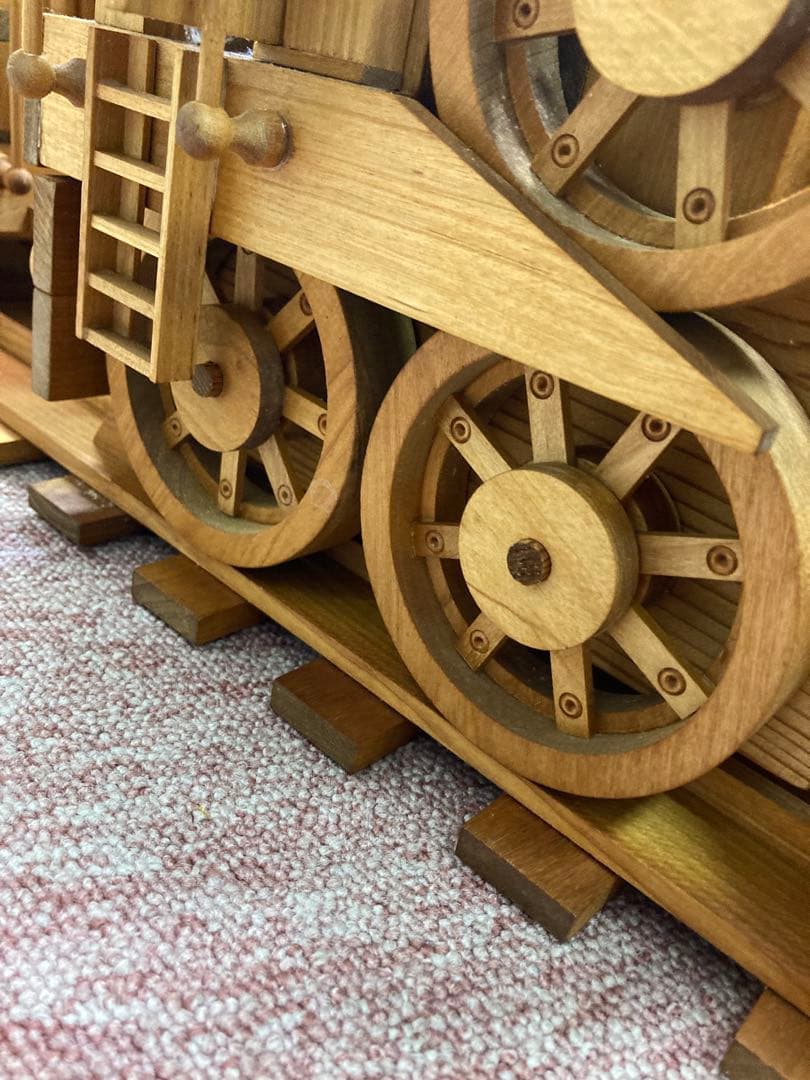 木製 蒸気機関車模型 約100cm レール付き