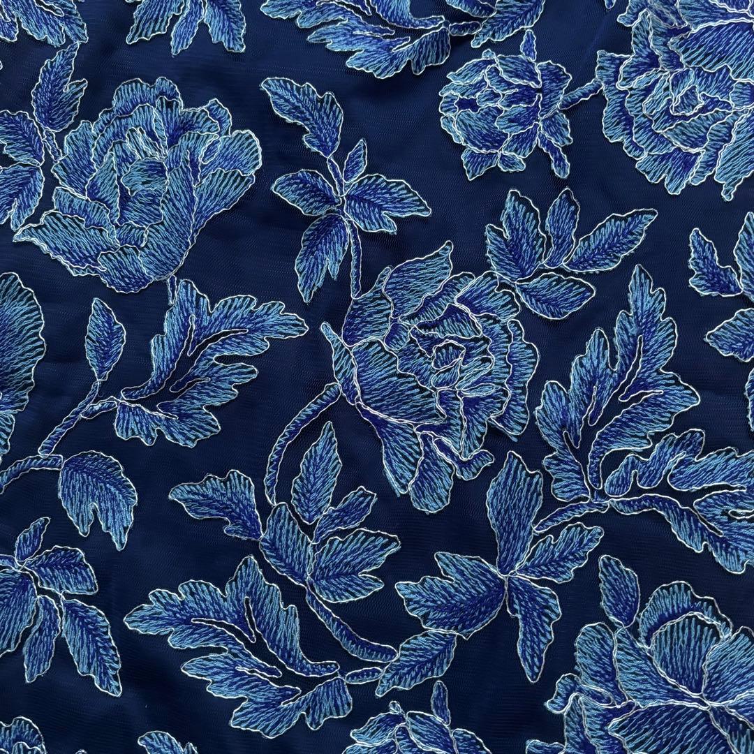 Tadashi Shoji ロイヤルブルー 花柄 総レースドレス