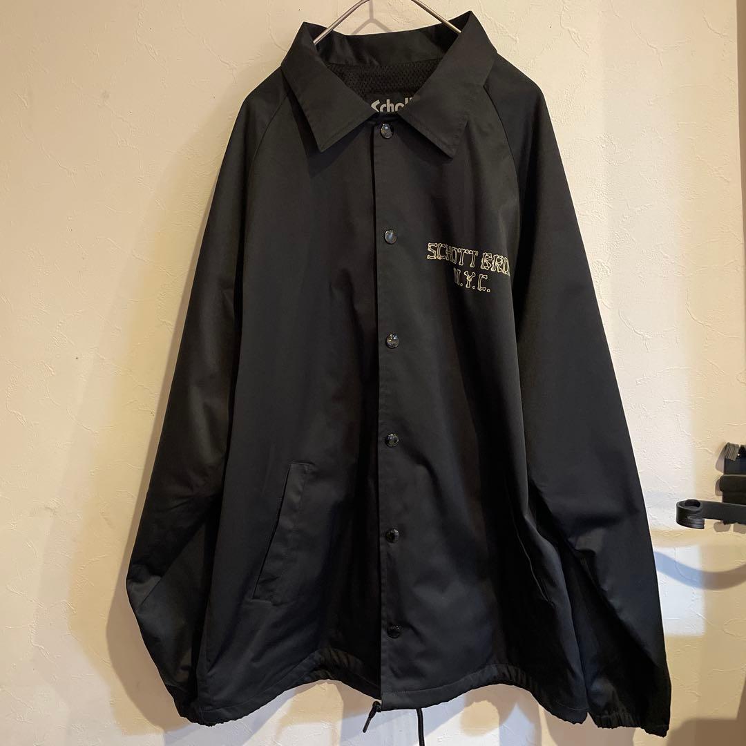Schott N.Y.C. ブラックナイロンコーチジャケット Lサイズ【美品】
