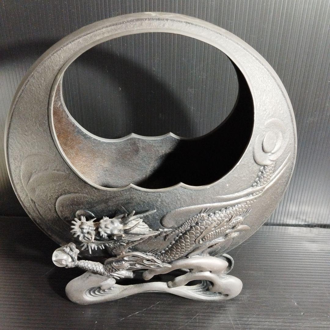 銅花器 花生 生け花 銅器 花器 龍 虎 華道レトロ アンティーク 花入