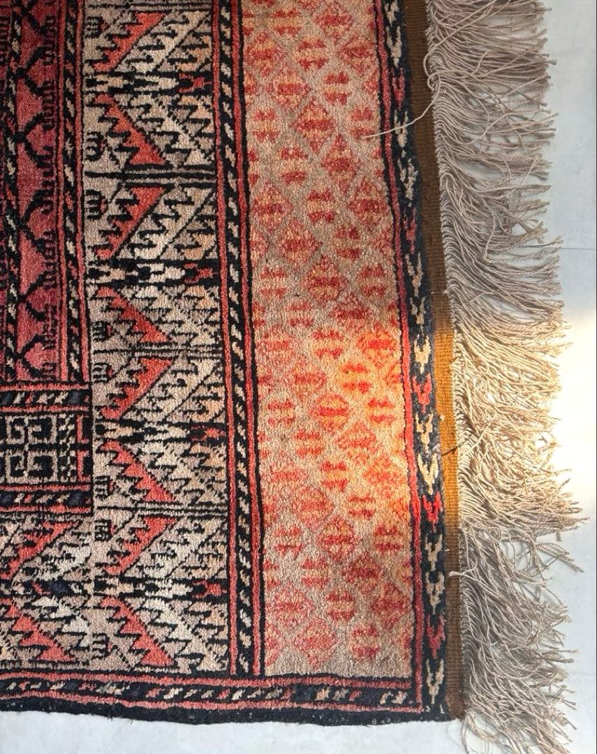 パキスタン絨毯　手織り　ペルシャ　トルクメン　アフガン　コットン　ヴィンテージ
