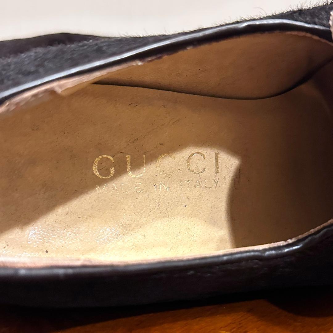 【GUCCI】ハラコ ローファー ブラウン サイズ6 / sh151