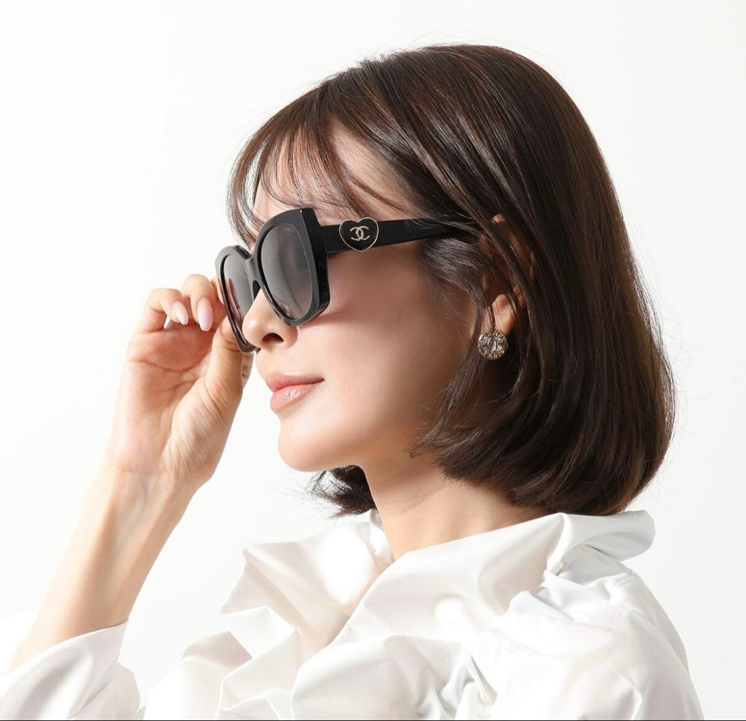 美品 CHANEL スクエアシェイプサングラス ハート ココマーク 完売 希少
