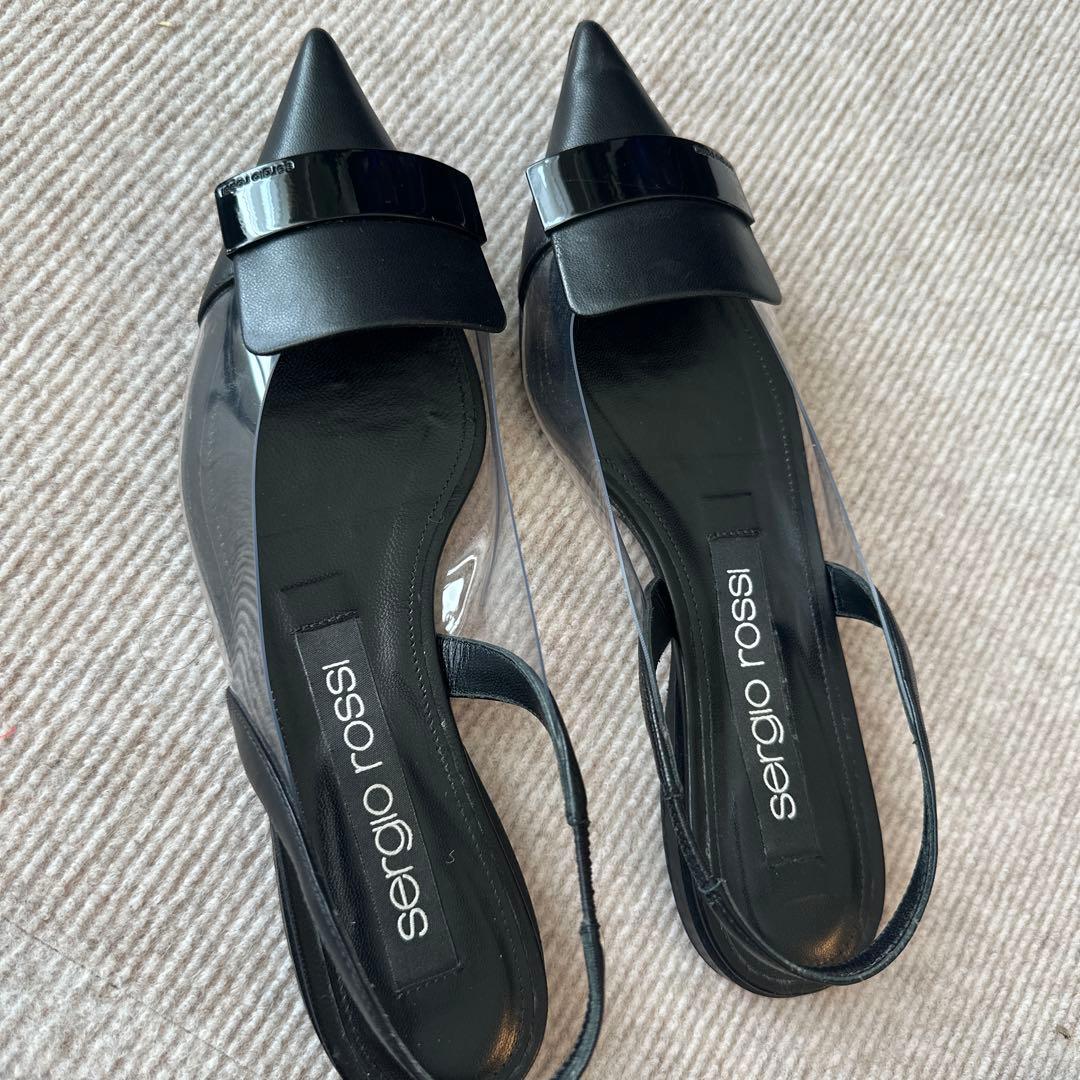 セルジオロッシsr1 PVC フラットスリングバック　黒　36 美品