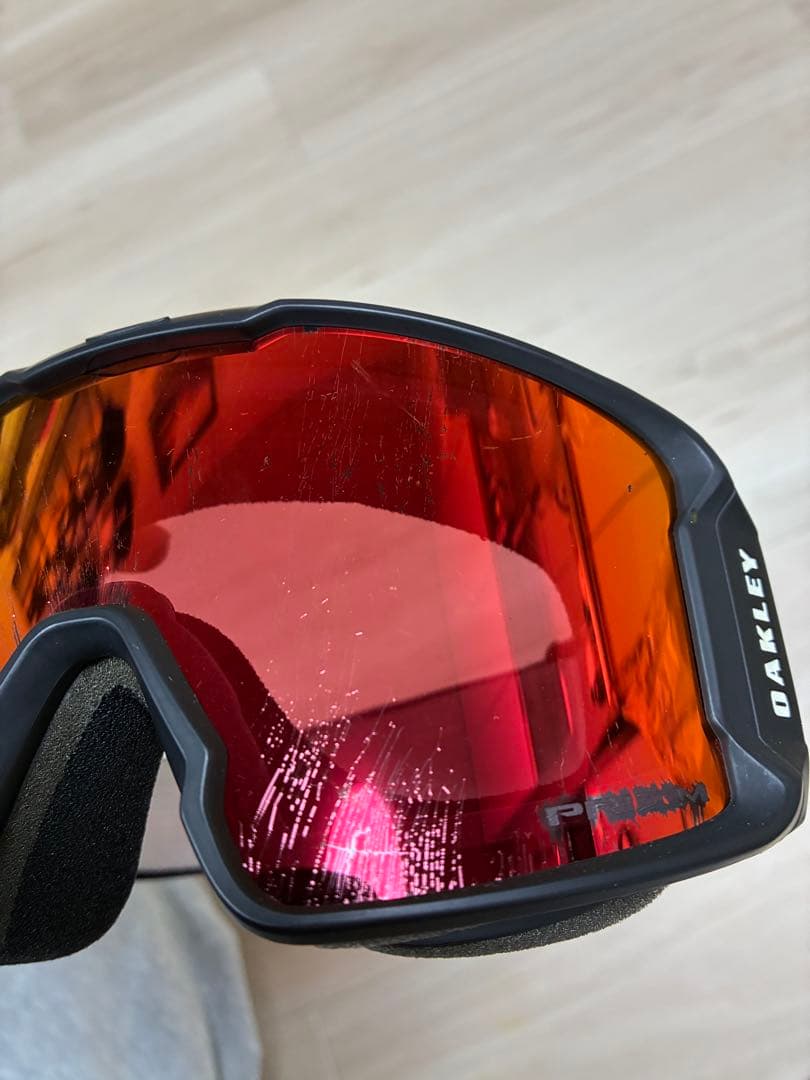 Oakley ラインマイナー　M スキーゴーグル レッド クリアレンズ付き