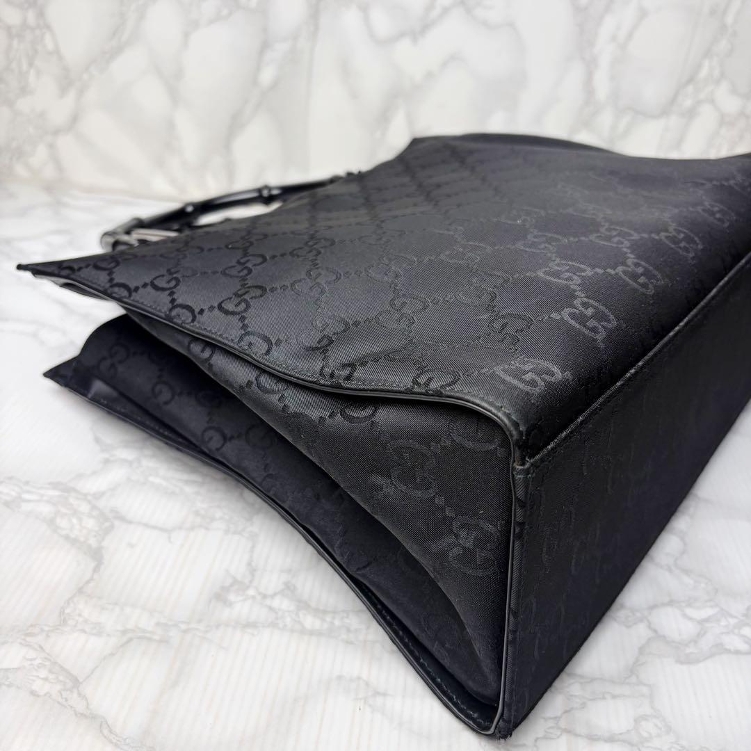 041 美品 GUCCI バンブー ハンドバッグ 三室構造 黒 nw4