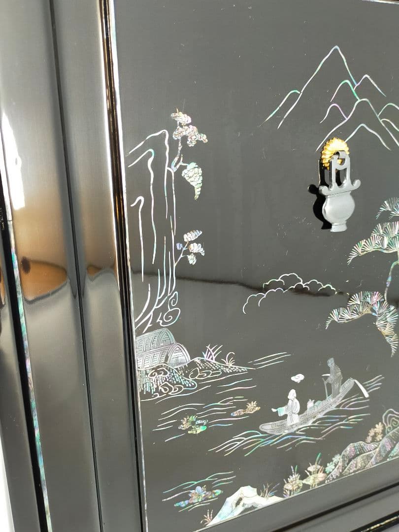 煎茶道具 器局（ききょく） 茶道具入 本塗螺鈿四方箱　JAPAN　漆