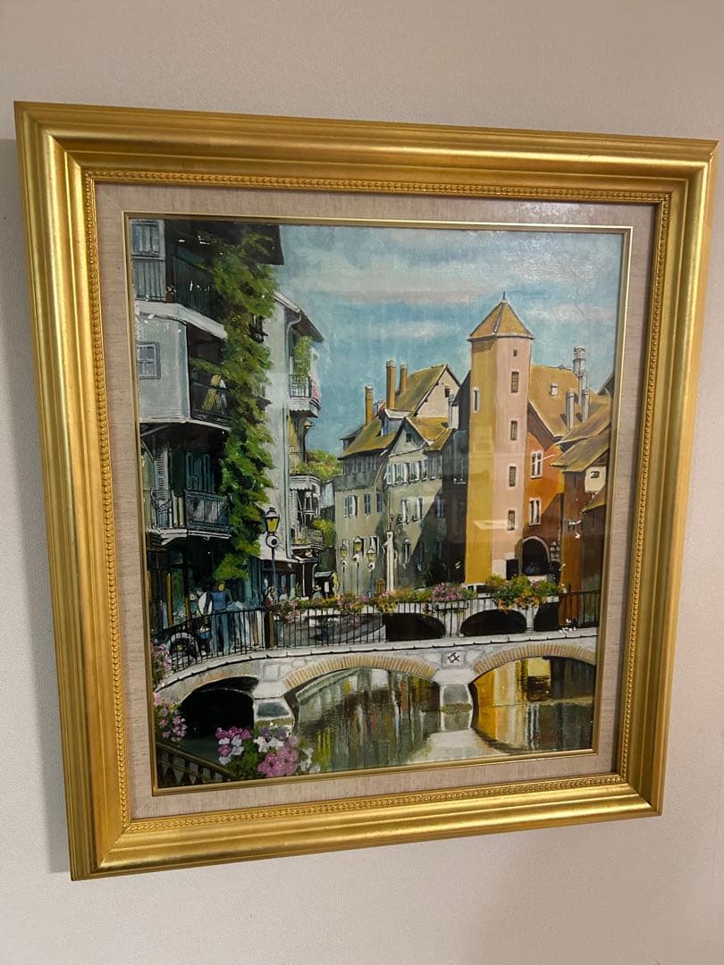 原良次の油彩画、[花のある町・フランス] サイズ　F10