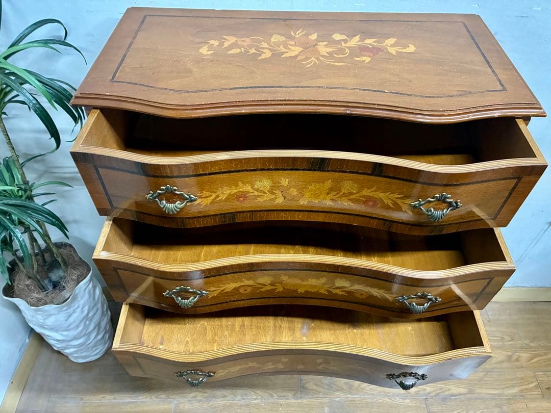 管458☆イタリア製☆アンティーク☆象嵌細工☆ヴェローナクラシック☆6段チェスト