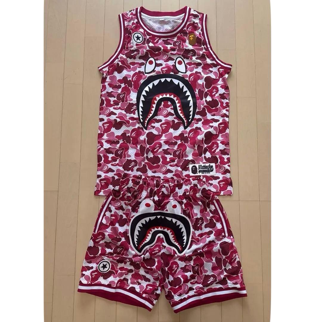 A・BATHING APE シャーク カモ柄 バスケ セットアップ