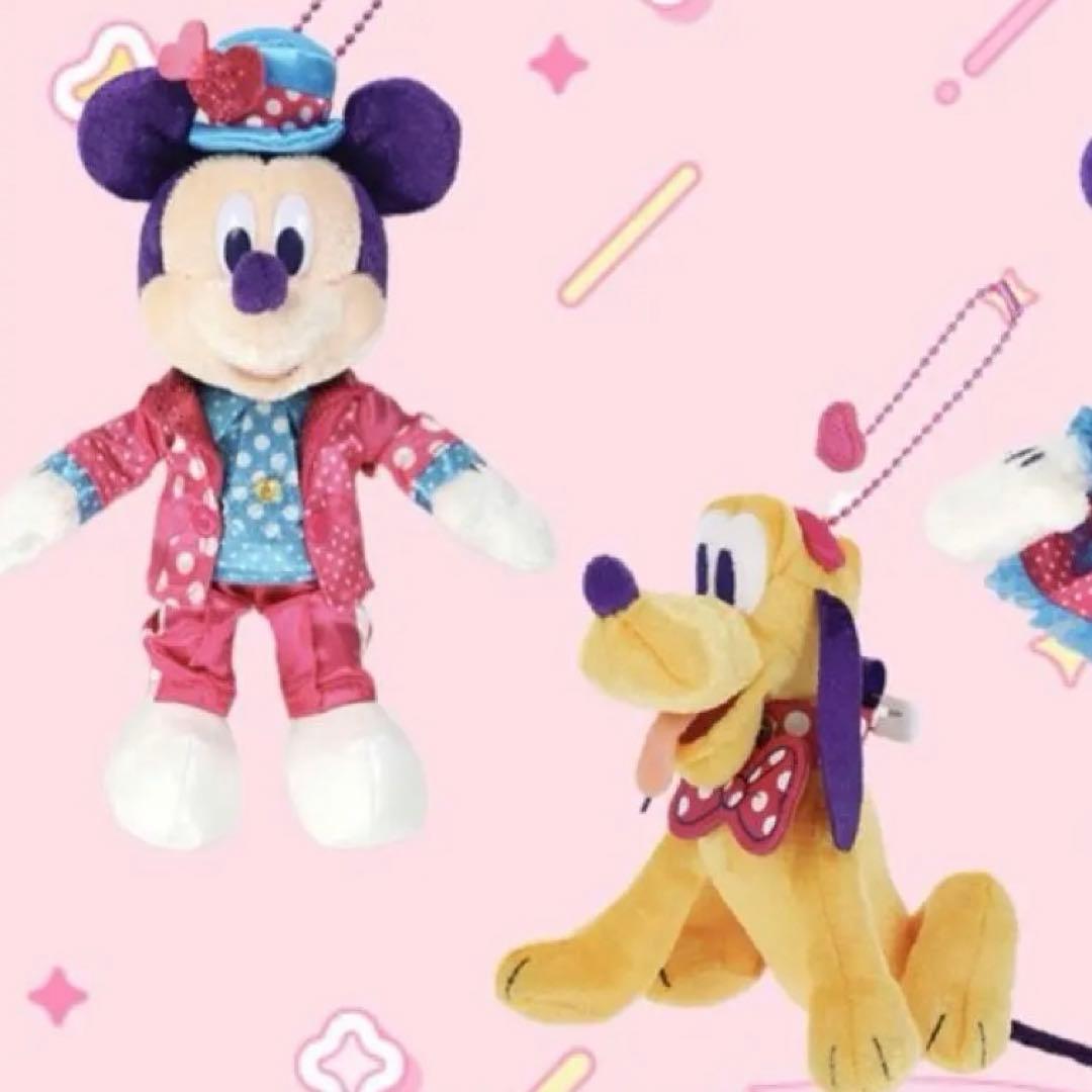 ミッキーとプルート ぬいぐるみバッジ セット ミニーファンダーランドパルパルーザ