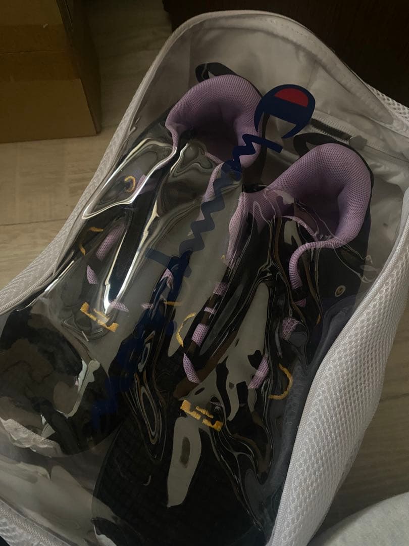 ブラック/パープル シューズ ライオン刺繍