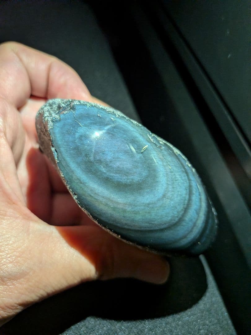 研磨品　十勝石玲瓏　複合色レインボーオブシディアン　特級品