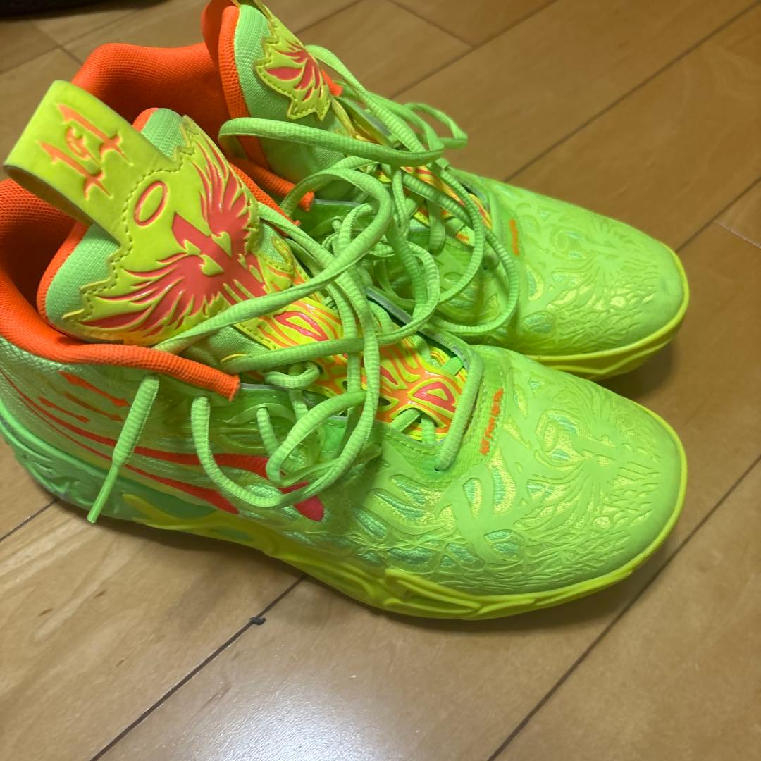 蛍光イエロー/オレンジ バスケットシューズ