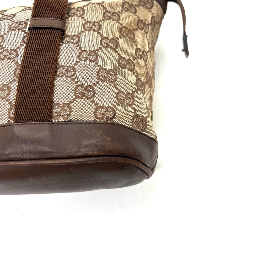 【美品】 GUCCI ハンドバッグ キャンバス レザー ブラウン バニティ