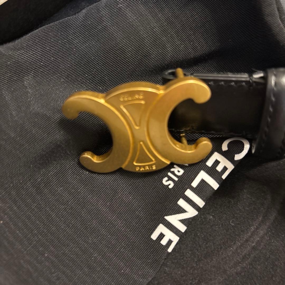 CELINE ブラックレザー ベルト