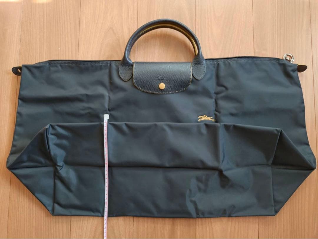 Longchampダークグレー ナイロン ボストンバック