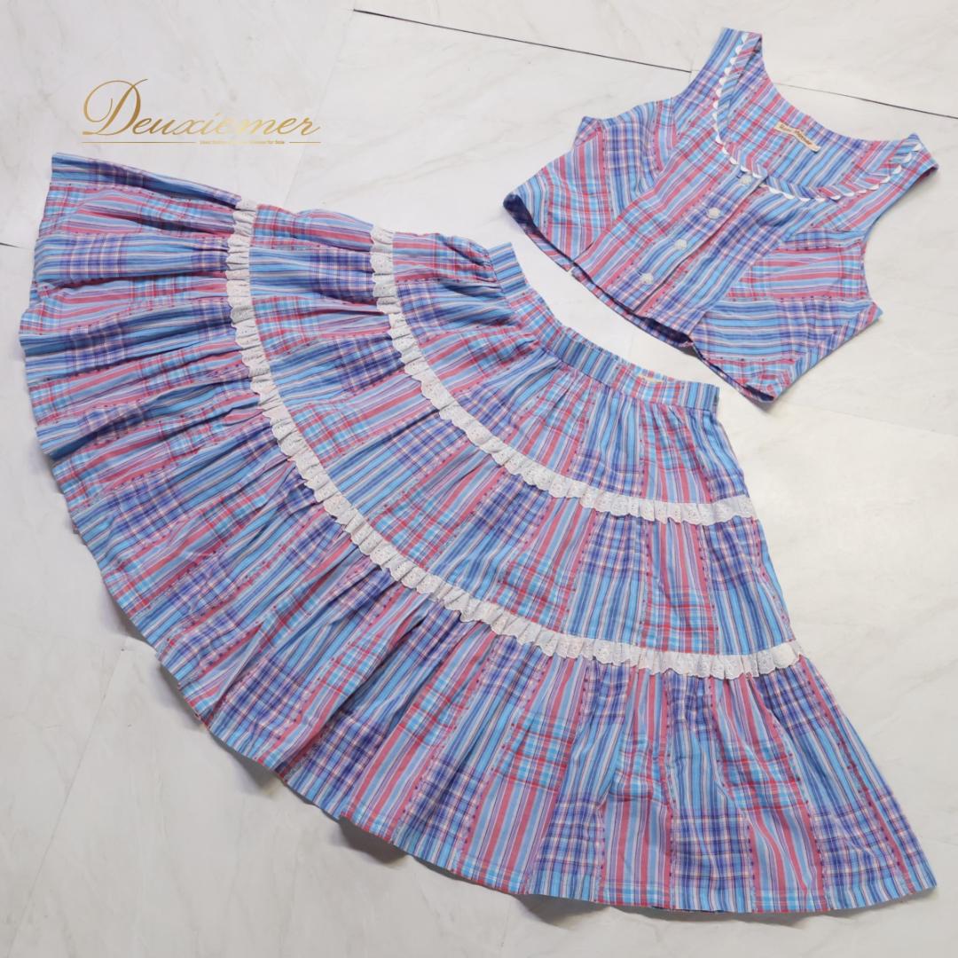 【美品 日本製 フォークダンス衣装】ブルー Romi Mother 上下セット