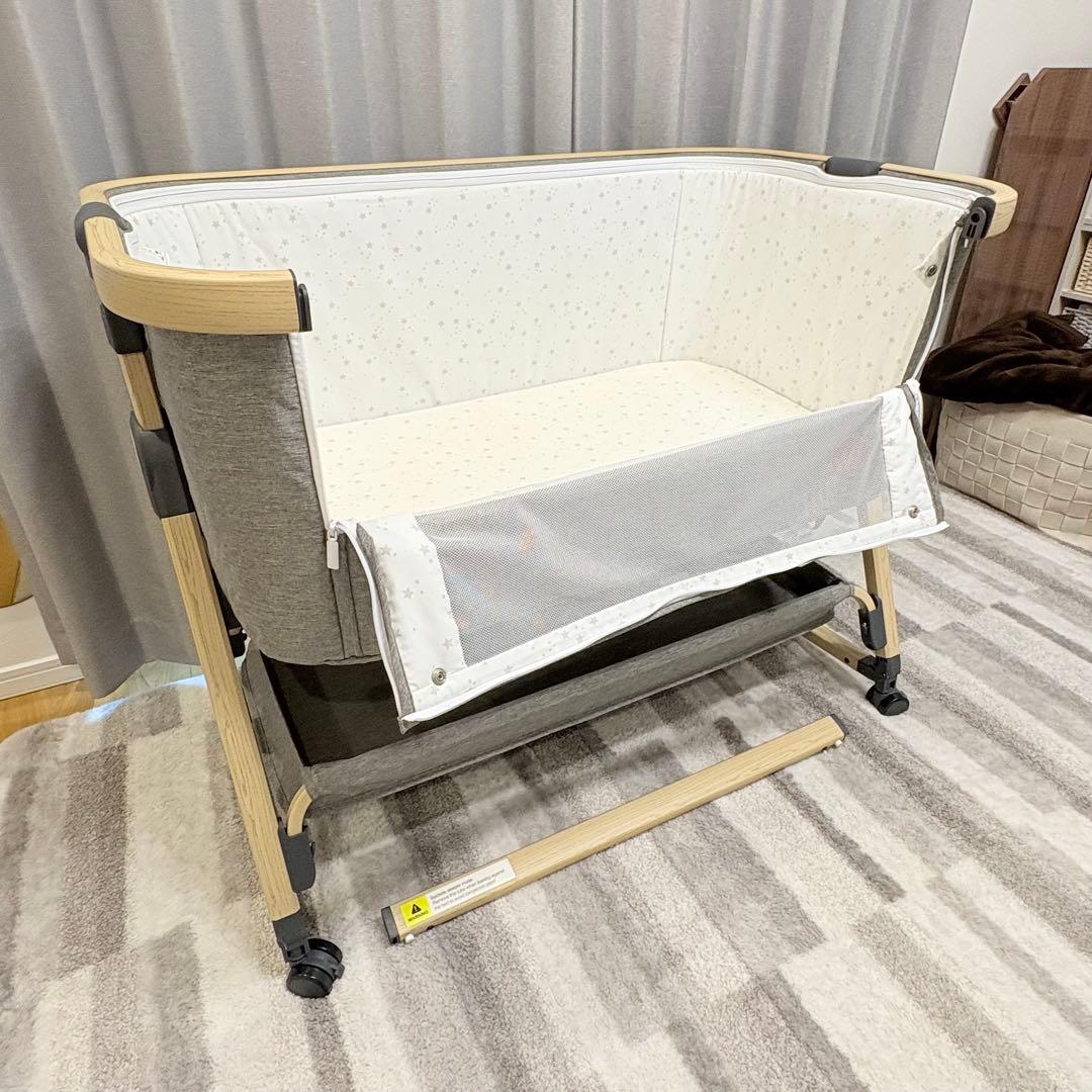 折りたたみ　ベビーベッド　HZDMJ グレー