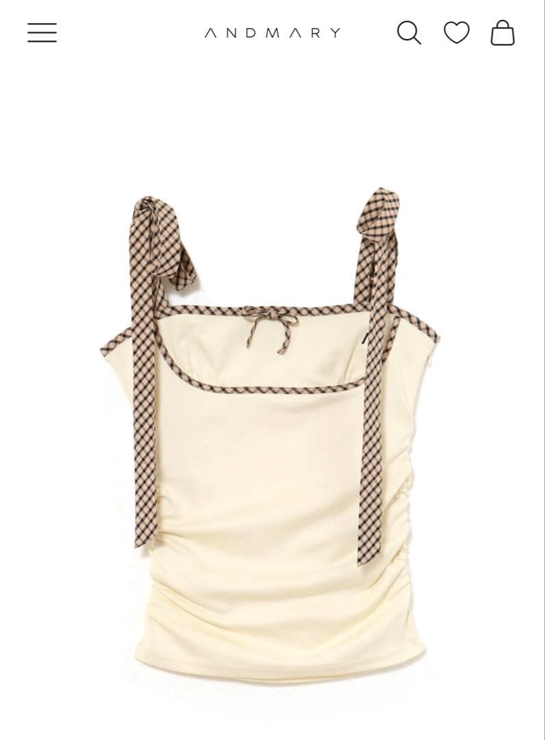 ANDMARY アンドマリー Alice check ribbon tops