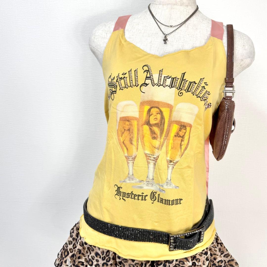 y2k❤️00s HYSTERIC GLAMOUR ラインストーンガールロゴキャミ