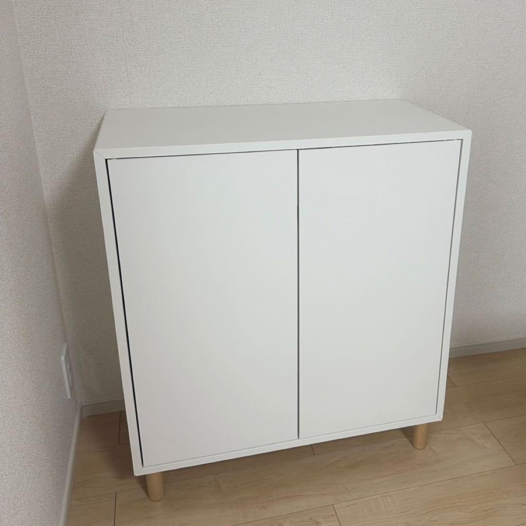 IKEA エーケト　脚ステンレス　脚付き　ホワイト　木製　本棚　キャビネット