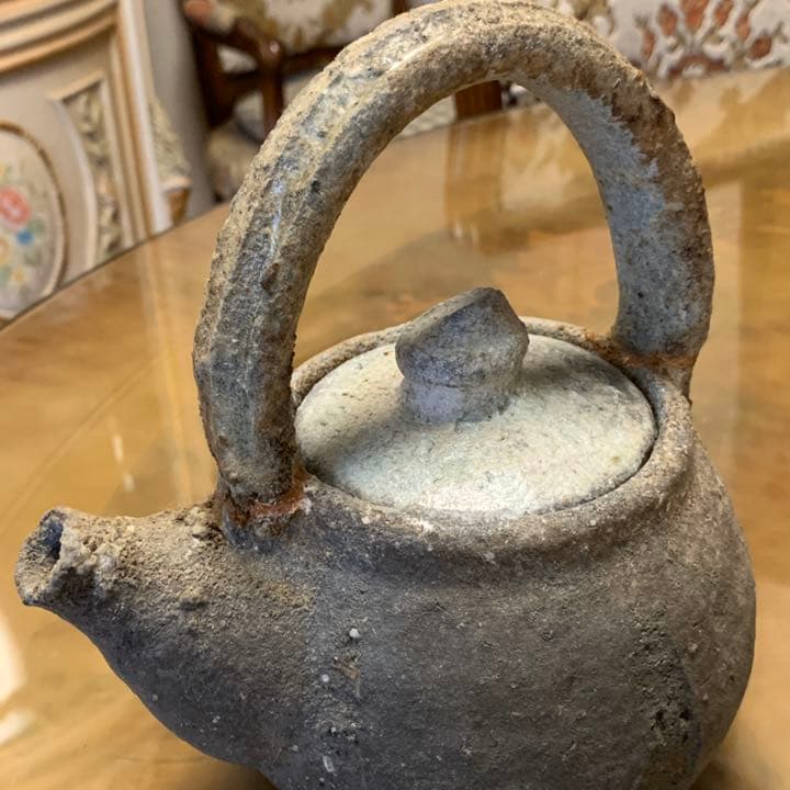 信楽　窖窯焼成　手付土瓶キズモノ　箱無し