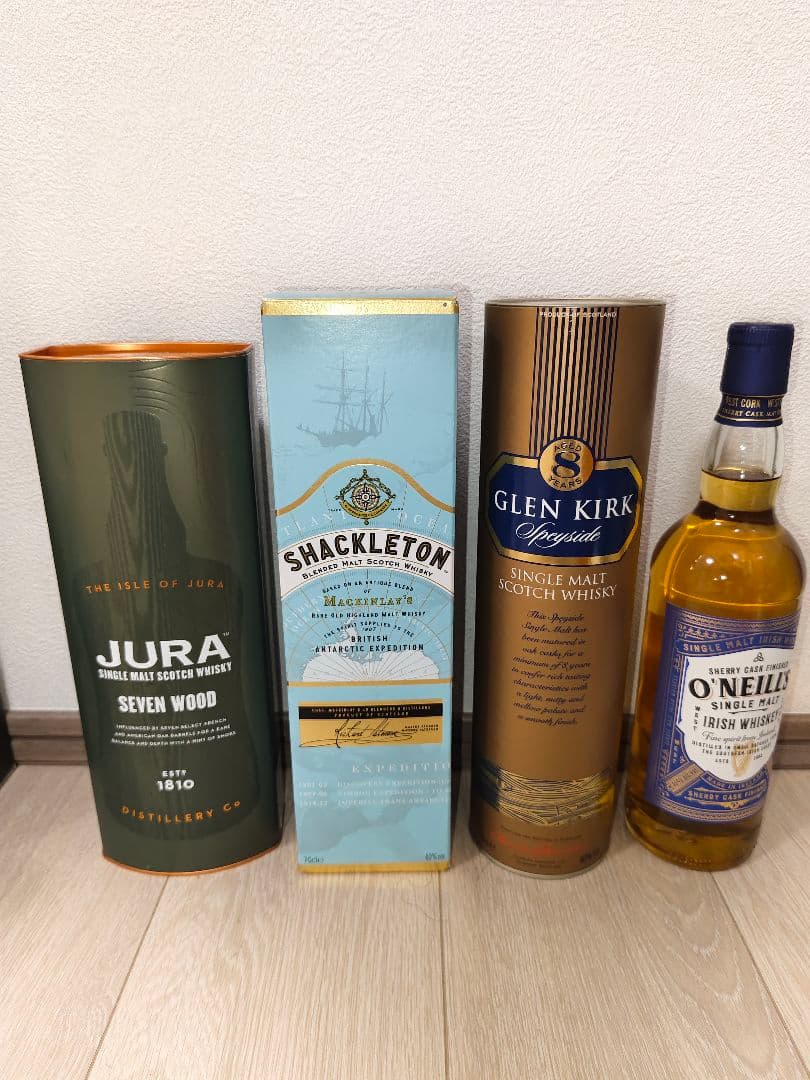 シャクルトン、ジュラセブンウッド、グレンカーク8年、オニールズ　ウイスキーセット