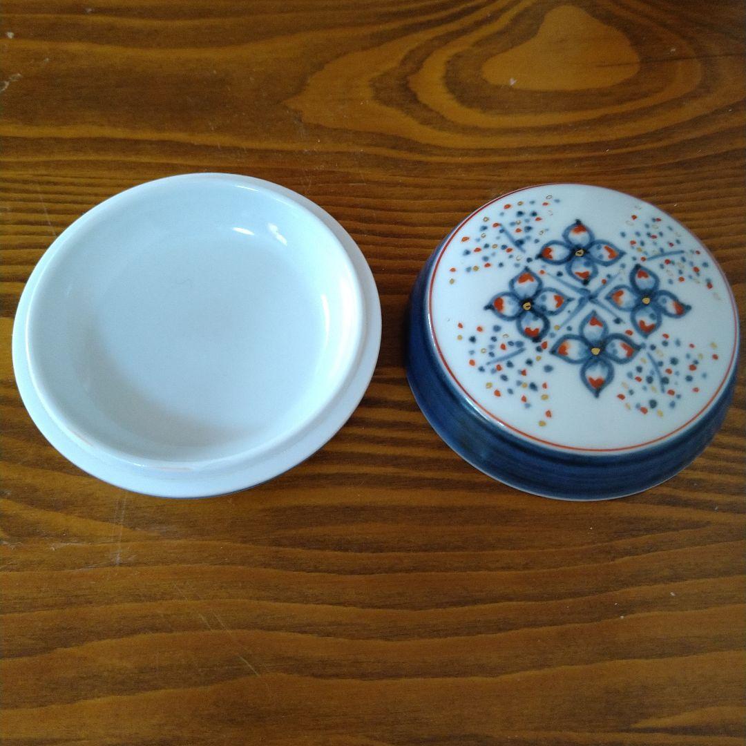 松風栄一　香合染付　茶道具　木箱