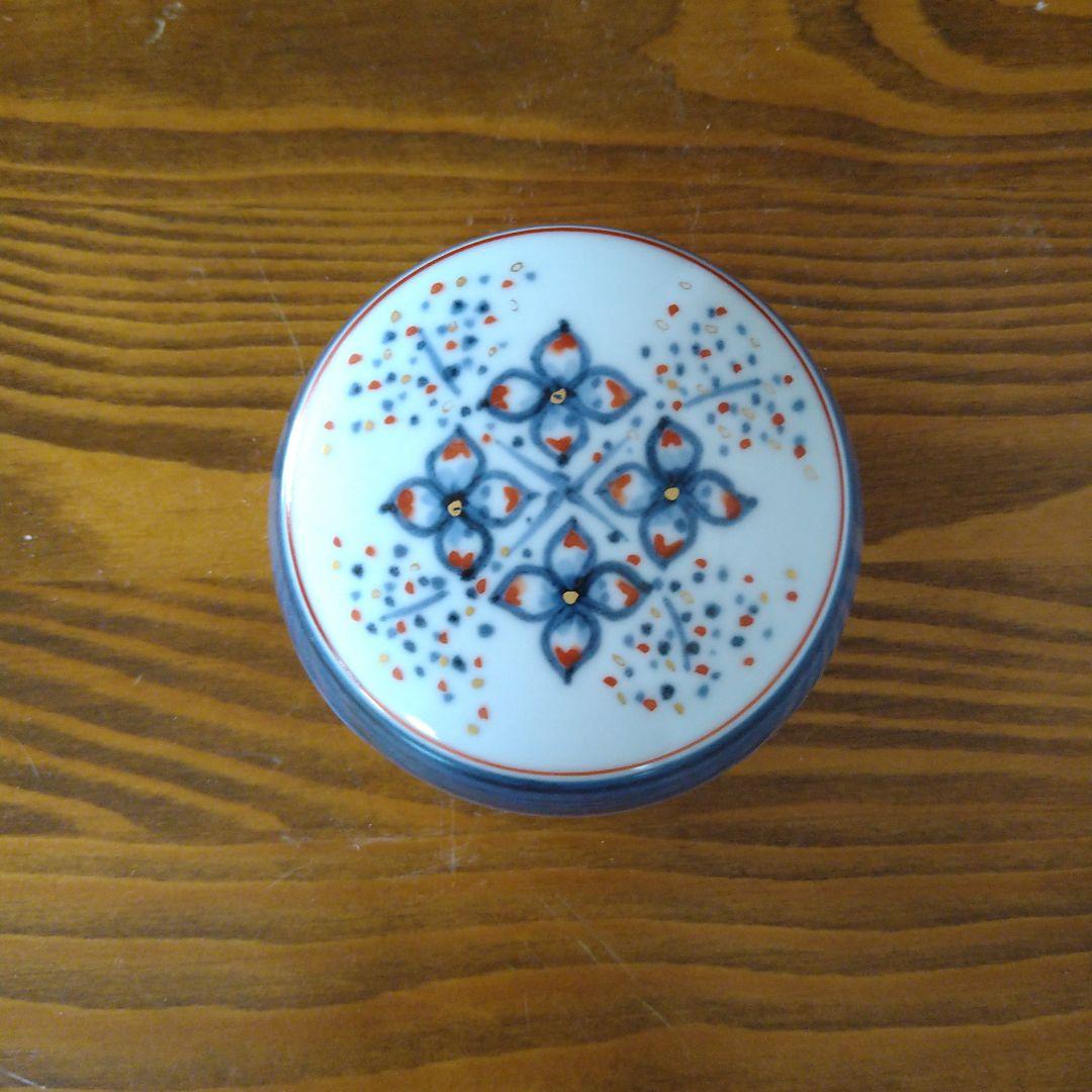 松風栄一　香合染付　茶道具　木箱