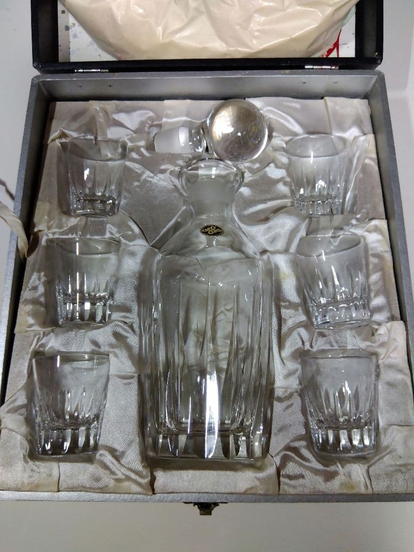昭和レトロ　未使用　HOYAクリスタル　クリスタルデキャンタ＆ショットグラス
