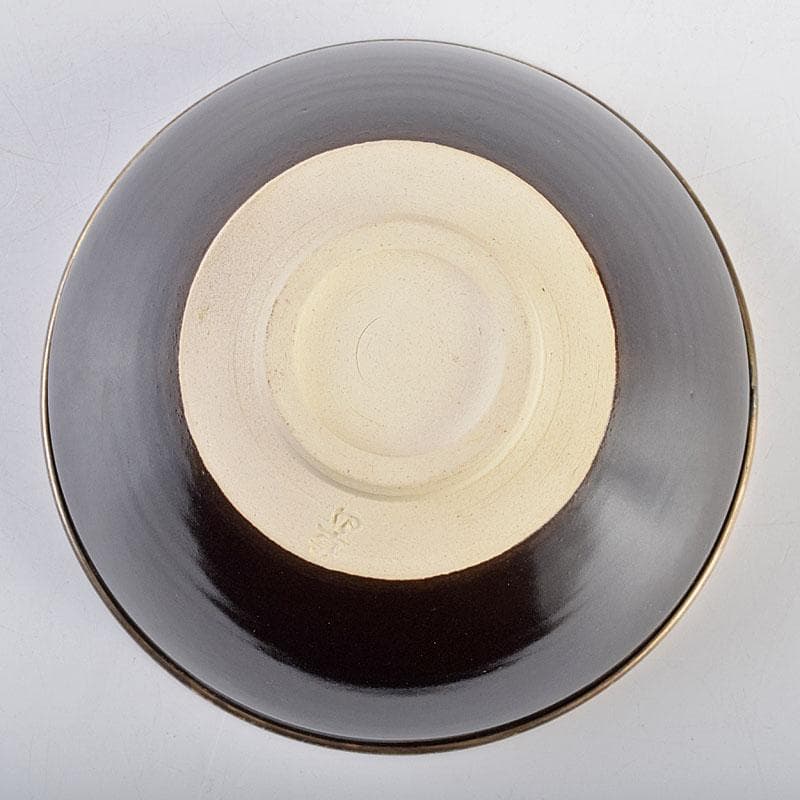 茶道具　京焼　万代草山造　梅花銅覆天目茶碗　清水公照極め箱　C　R9538