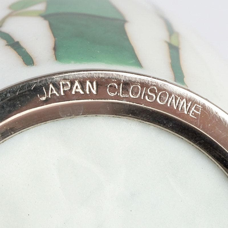 七宝焼　白地竹文　花瓶　時代箱　V　9506