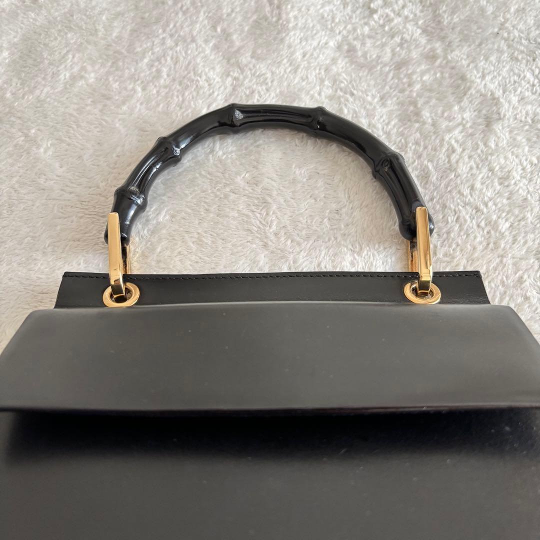 ✨美品✨ GUCCI グッチ バンブー ハンドバッグ レザー 本革 ブラック 黒