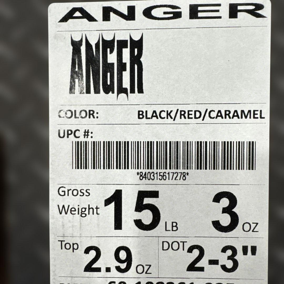ANGER ボウリングボール 15ポンド ブラック/レッド/キャラメル