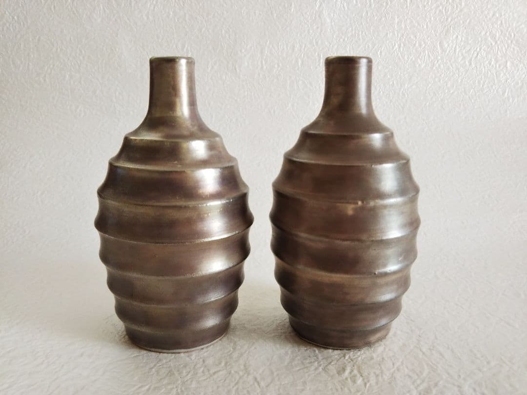 北大路魯山人　銀彩赤呉須徳利