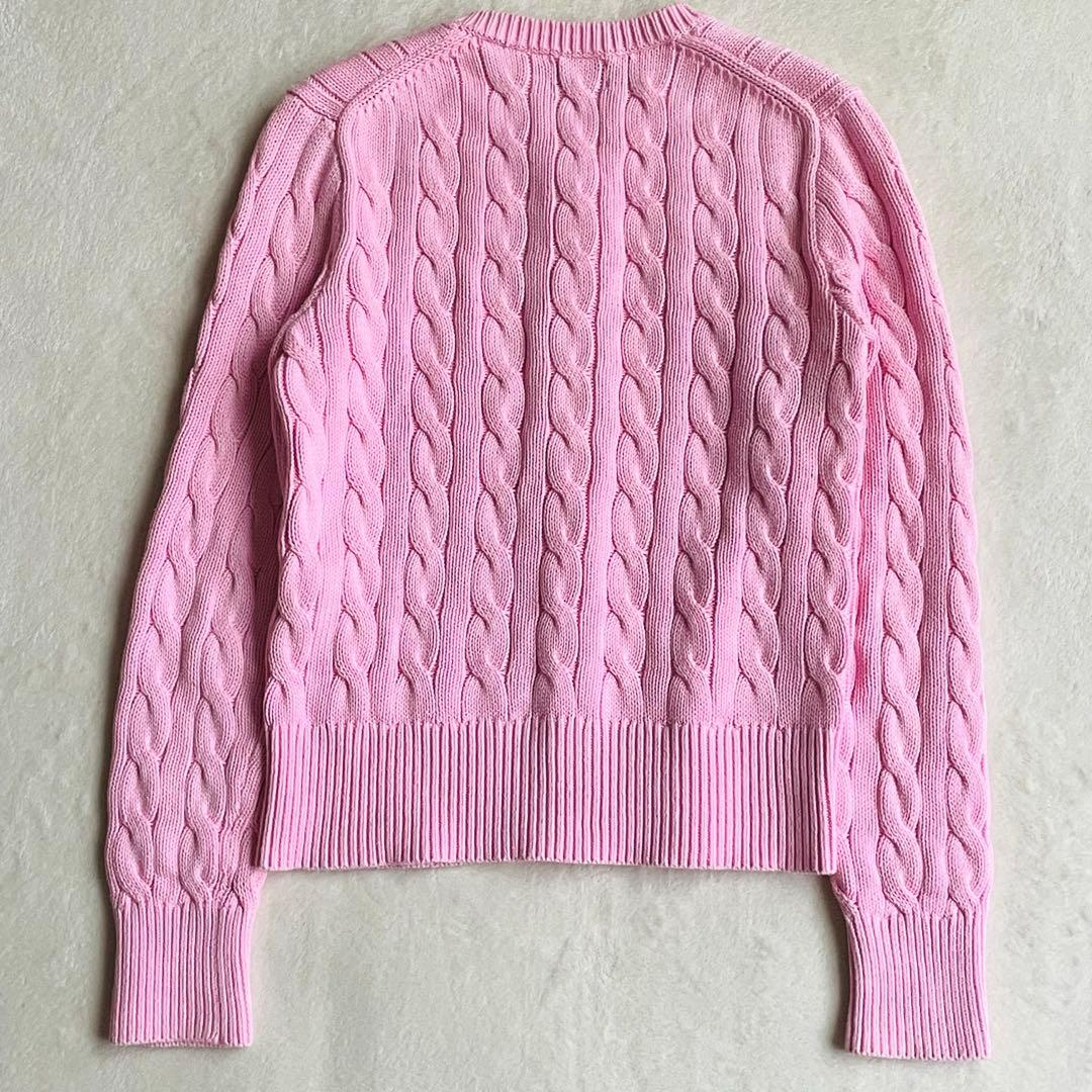 ポロラルフローレン太ケーブルコットンカーディガン大人気カラーピンク