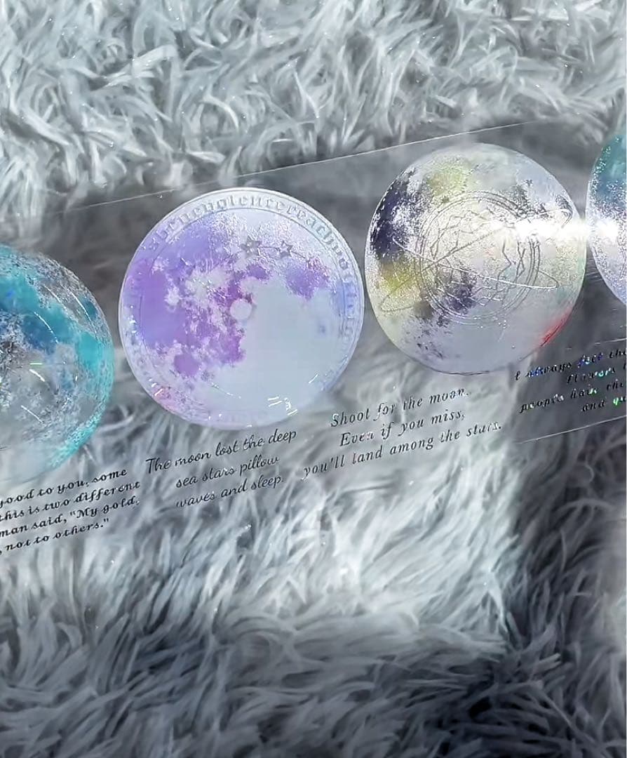 【9482】海外　マステ　6m巻　貝殻光マスキングテープ　月　英文字　装飾背景系