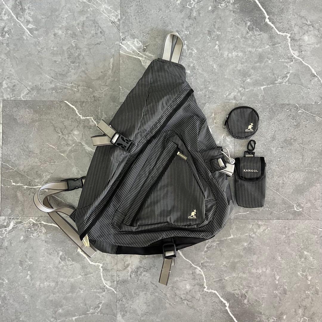 美品　kangol sling bag y2k スリングバッグ 格子柄 テック系