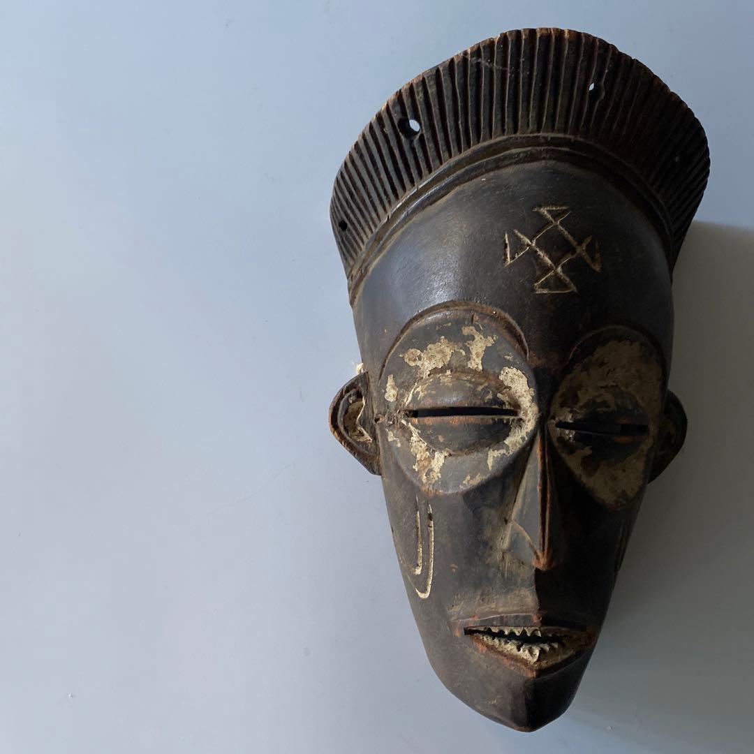 アフリカ 木彫り マスク 骨董 チョクウェ族 アンティーク お面 芹沢銈介