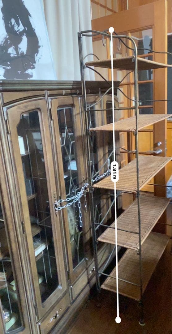 希少♦️高級 ラタン＆アイアン 大型 飾り棚 シェルフ♦️店舗♦️ディスプレイ♦️折畳可